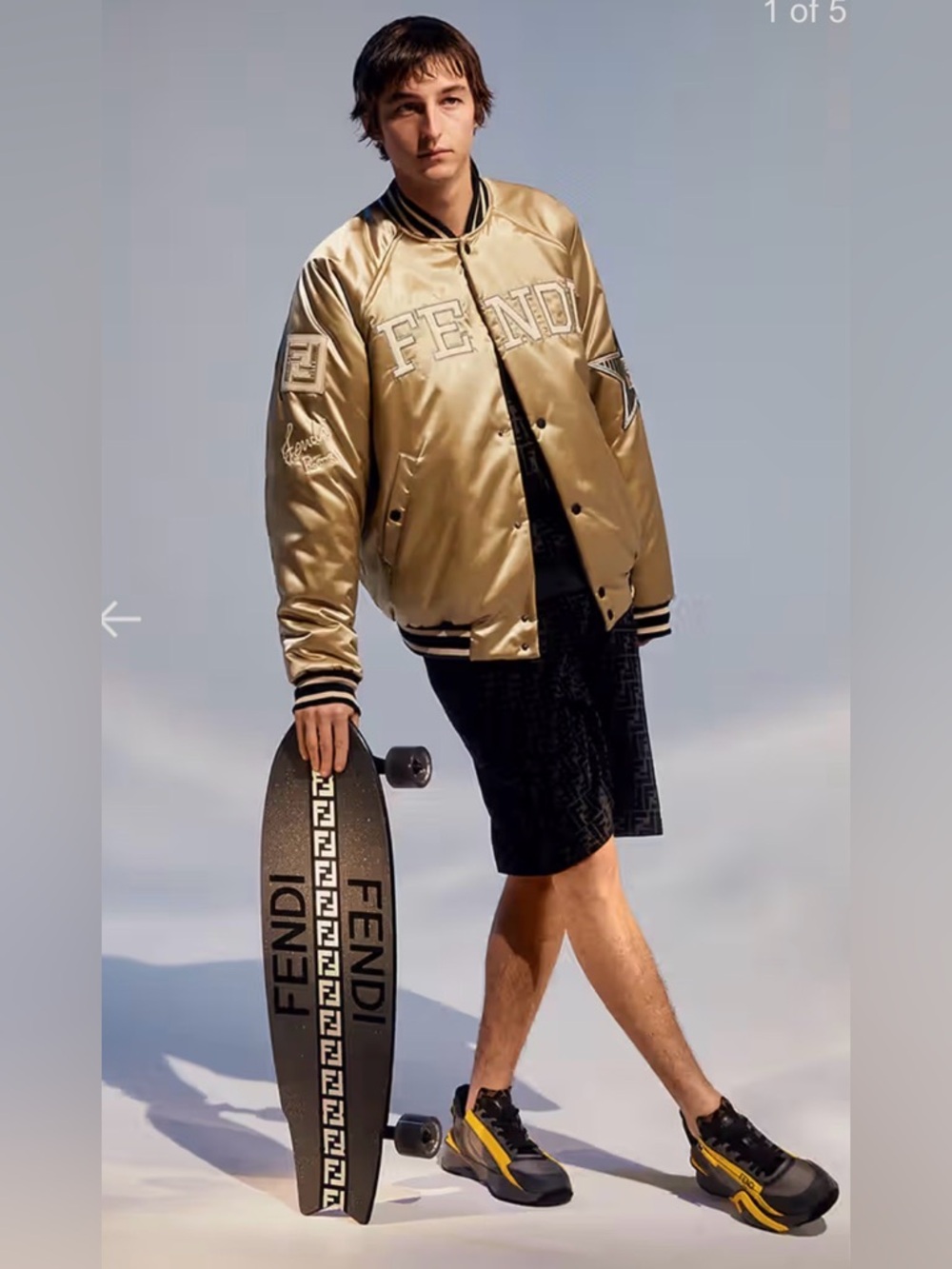 Fendi Gray-Blue Graphic Logo Skateboard Deck - Picture 2 of 14